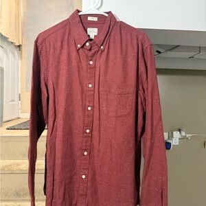 J. Crew Men's Burgundy Button-Down Shirt